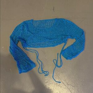 SHEIN Blue Crochet Swim Coverup